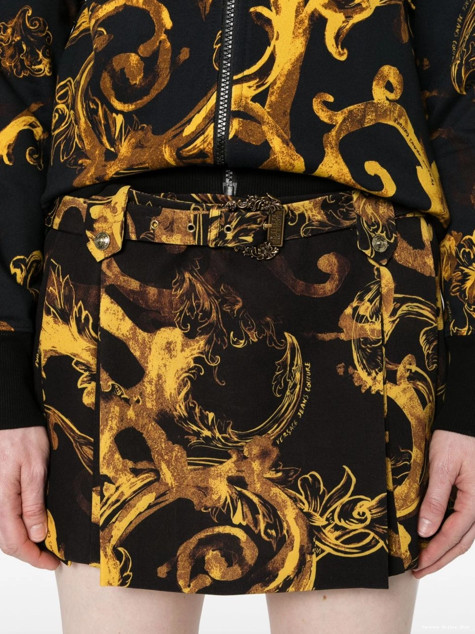 Affordable Watercolor Jeans Couture skirt Women mini Versace Couture-print 0629